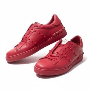 Valentino Caravani Shoes Mens Size 10 Red Sneaker Spikes Rockstud Untitled Italy